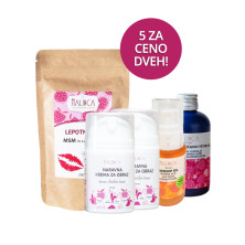 Naravna vlažilna krema + šipkovo olje + hidrolat + Lepotni mix GRATIS