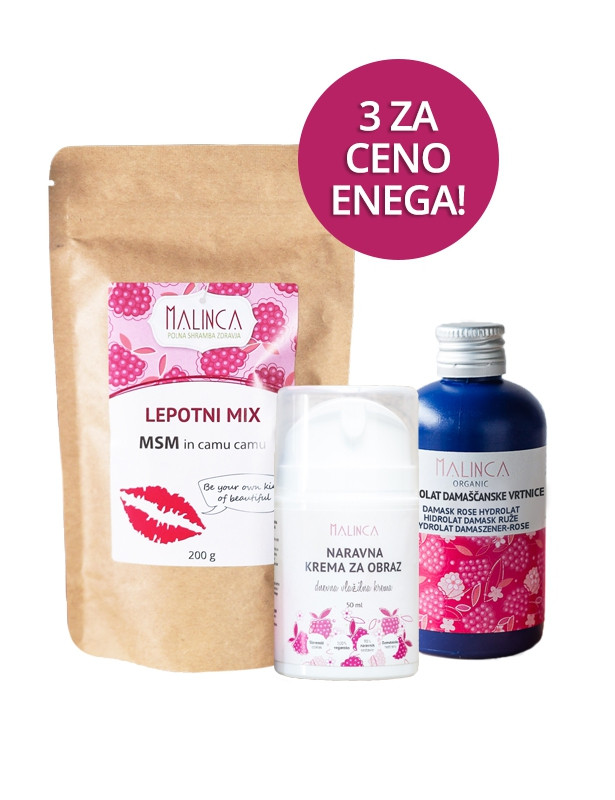 Naravna krema za obraz + hidrolat + Lepotni mix GRATIS