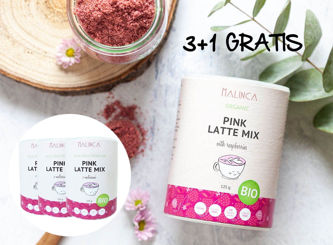 Pink latte mix iz ekološke pridelave 3+1 gratis