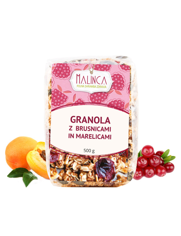 Granola z brusnicami in marelicami 500g