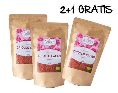 100% Rohes Criollo Kakaopulver aus ökologischem Landbau 125 g 2+1 gratis