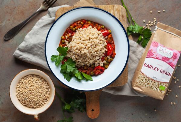 Gersten-Risotto mit Hackfleisch, Karotten und Erbsen